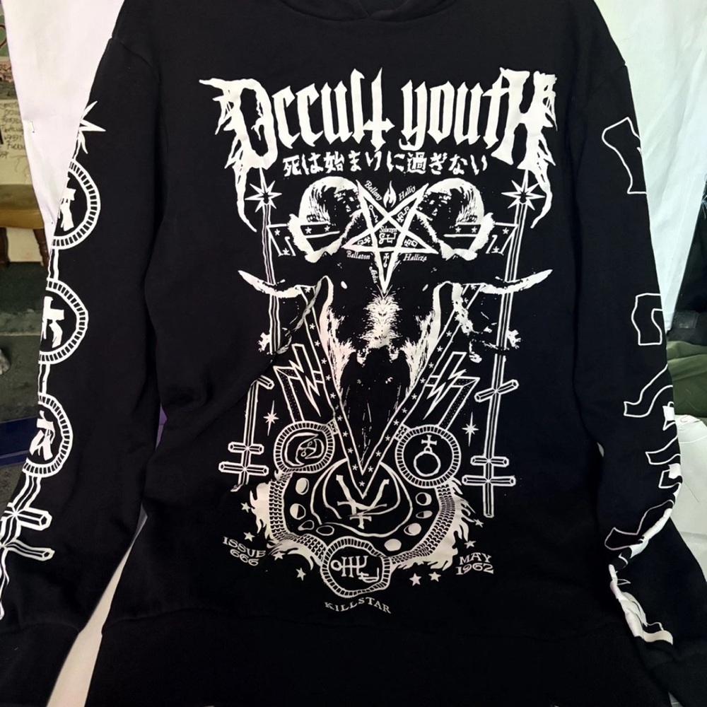 KILLSTAR Occult Youth Black Graphic Sweater XS Unisex Used Hoodie